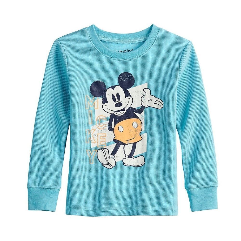 Jumping Beans Disney Mickey Mouse Blue Thermal Long Sleeve Shirt Size 12M
